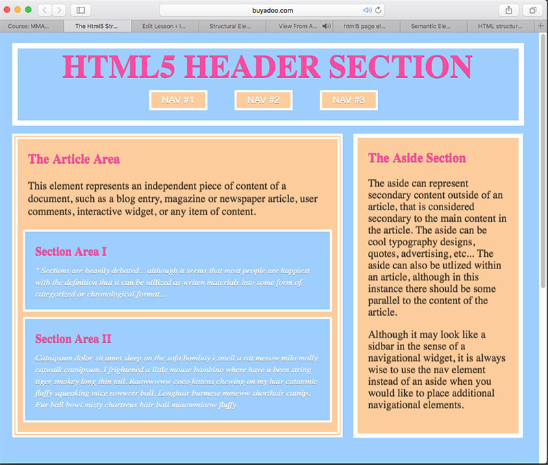 HTML5 Structural Elements Intro To Web Design